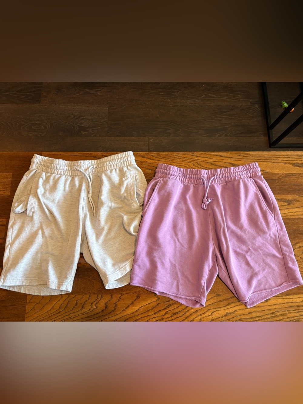 Men's Athletic Drawstring Shorts in Light Gray and Lavender